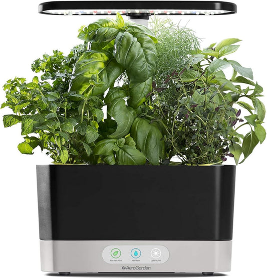 Aerogarden Harvest Indoor Garden Hydroponic System with LED Grow Light and Herb Kit, Holds up to 6 Pods, Black
